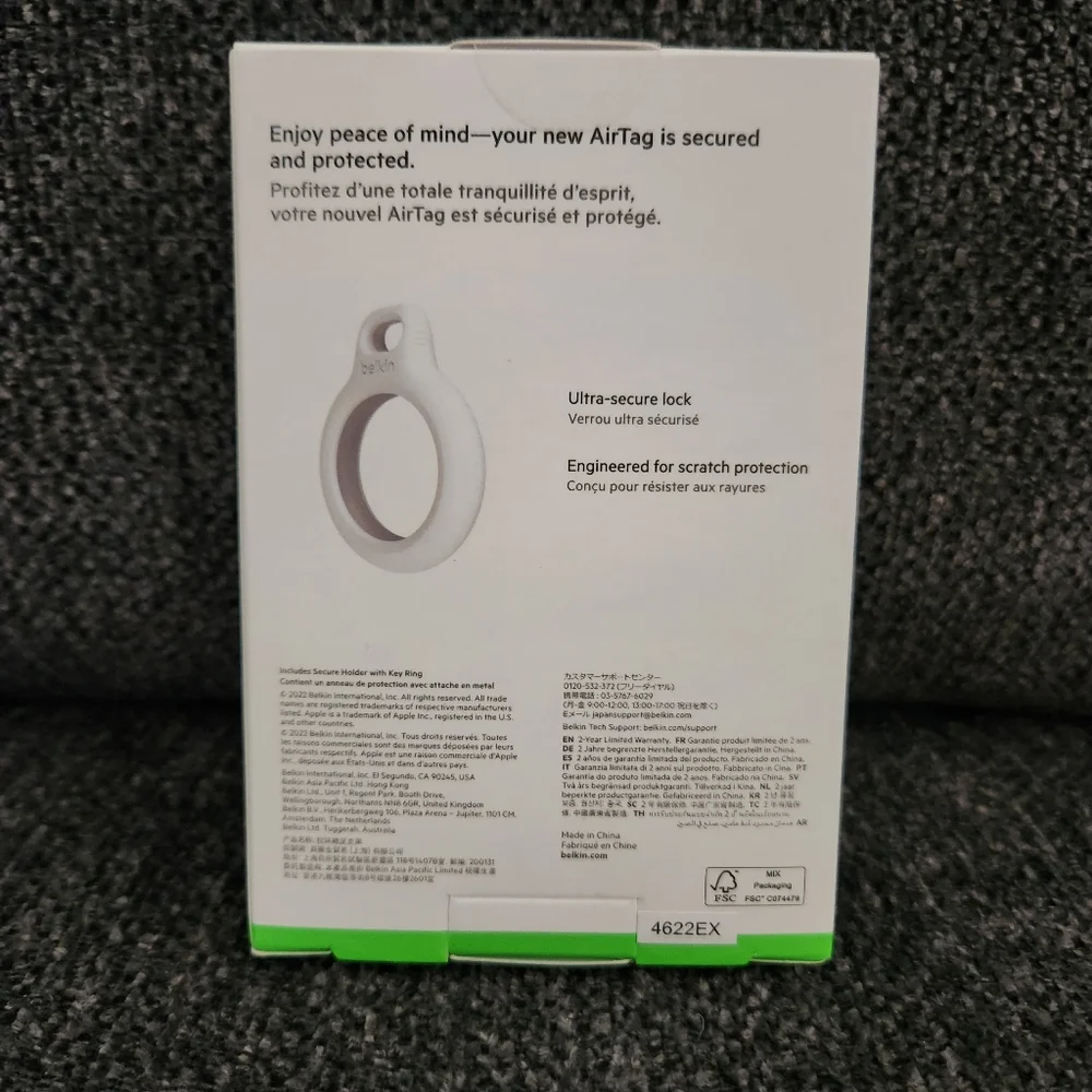 Belkin Single Secure Holder with Key Ring for AirTag White Open Face Case NEW - Picture 3 of 8